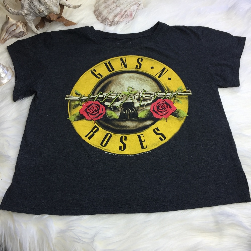 Band Black Guns-N-Roses Crop T Size Medium Women Music Fan Short Sleeve